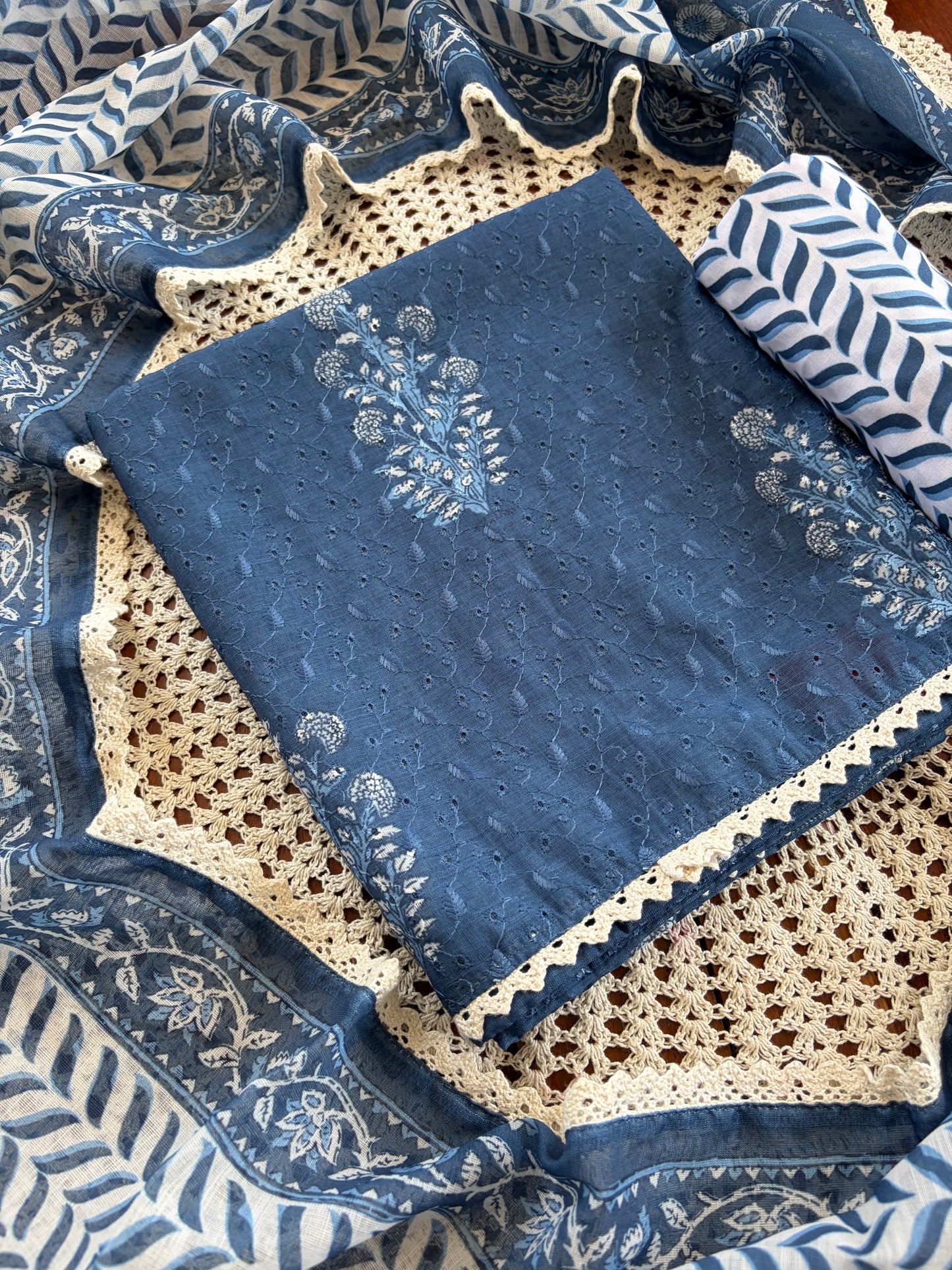 Indigo Blue Hakoba Unstitched Cotton Salwar[GUE69]