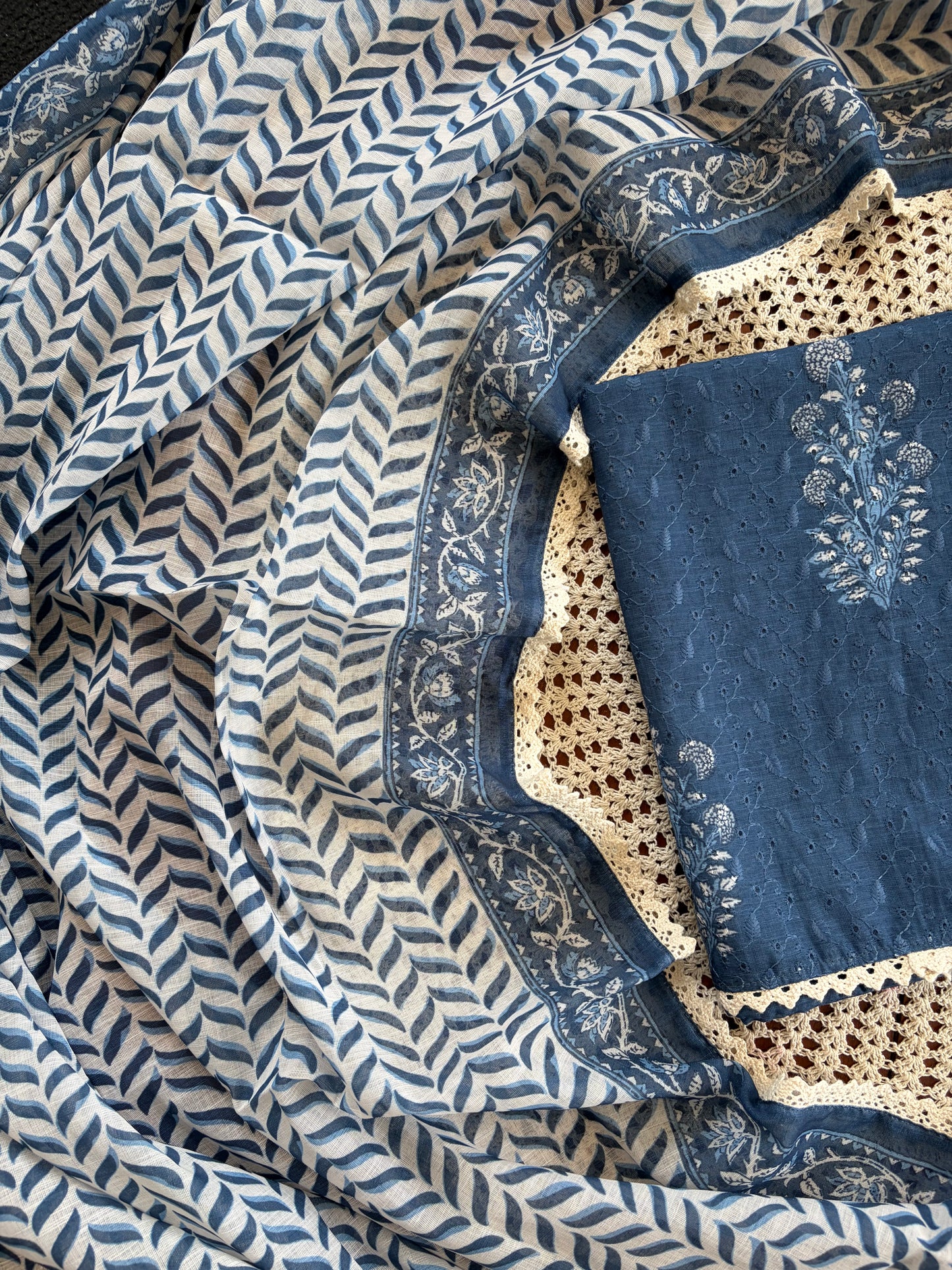 Indigo Blue Hakoba Unstitched Cotton Salwar[GUE69]