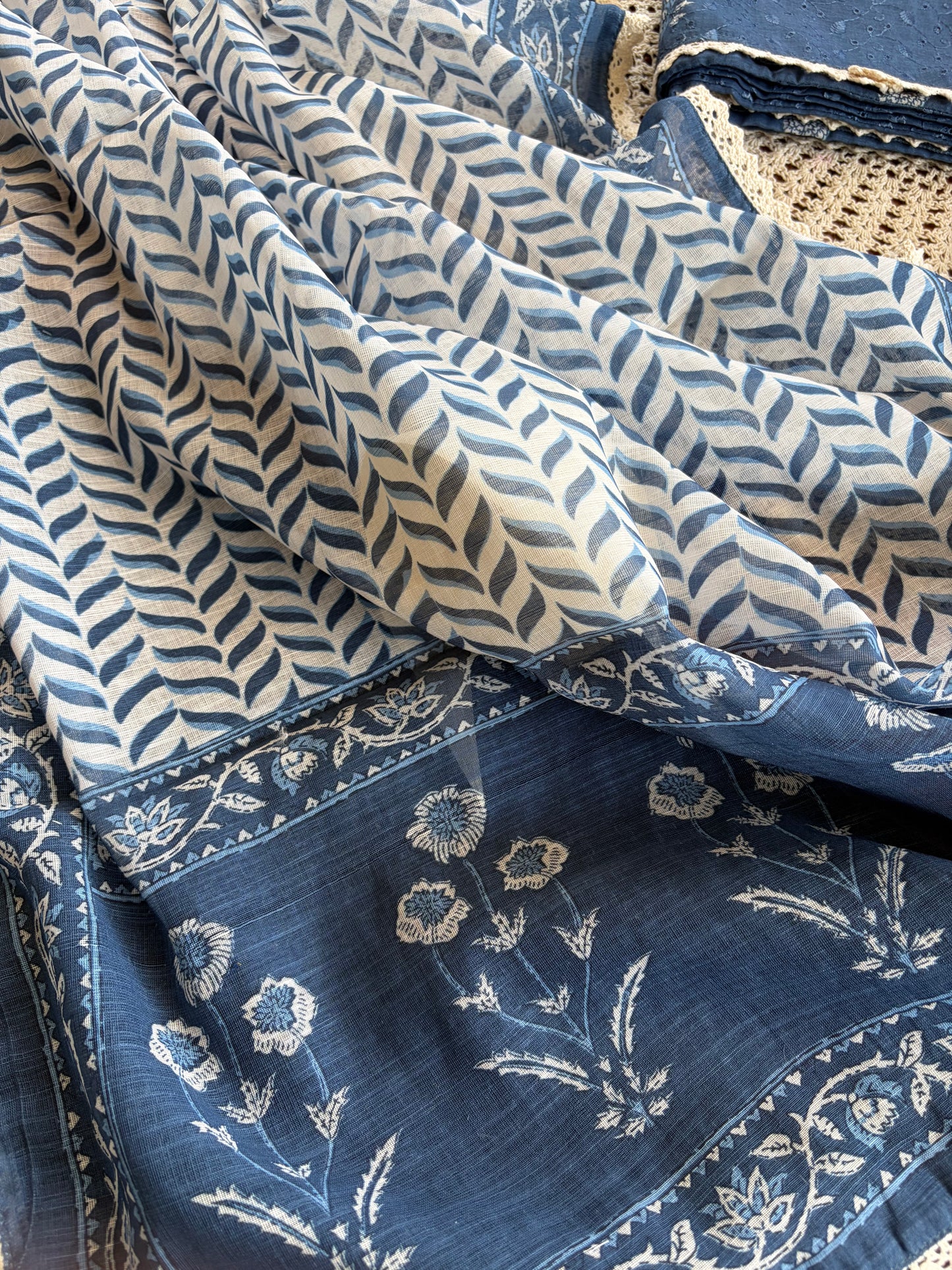 Indigo Blue Hakoba Unstitched Cotton Salwar[GUE69]