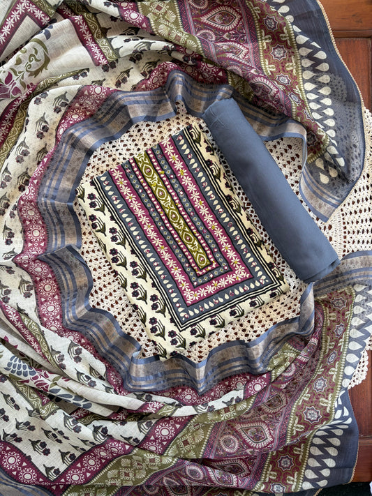 Cotton rayon unstitched salwar set [GUE43]