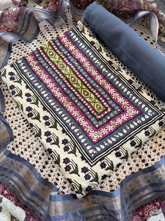 Cotton rayon unstitched salwar set [GUE43]