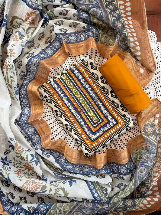 Cotton rayon unstitched salwar set [GUE43]