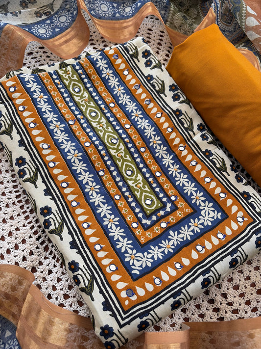 Cotton rayon unstitched salwar set [GUE43]