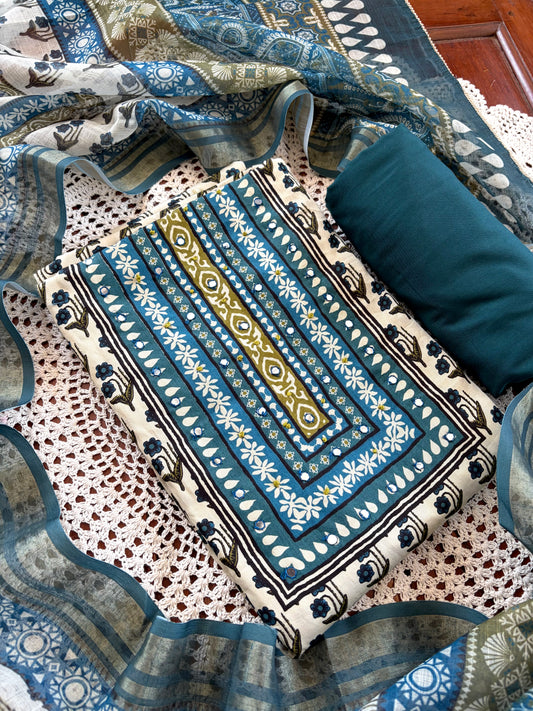 Cotton rayon unstitched salwar set: [GUE41]