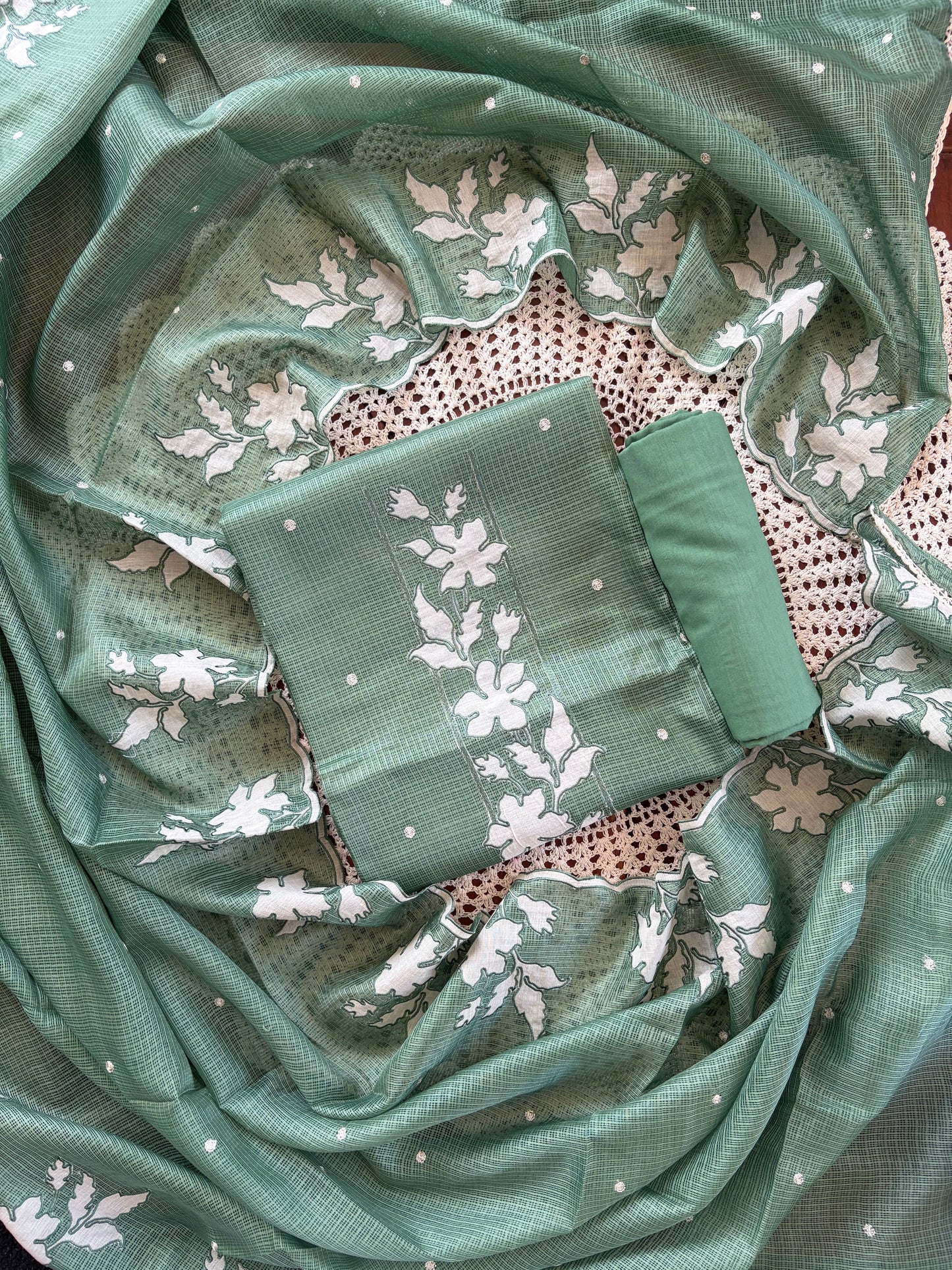Floral Kota Doria Unstitched Salwar Set [GUE135]