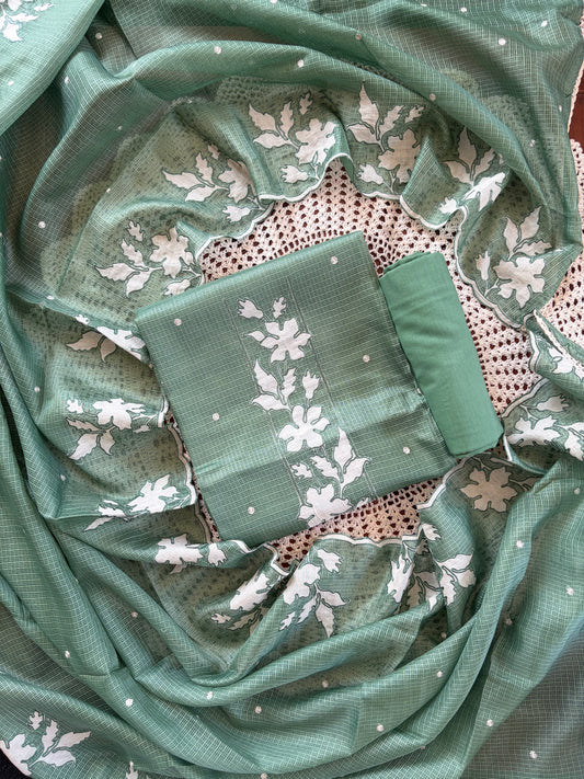Floral Kota Doria Unstitched Salwar Set [GUE135]