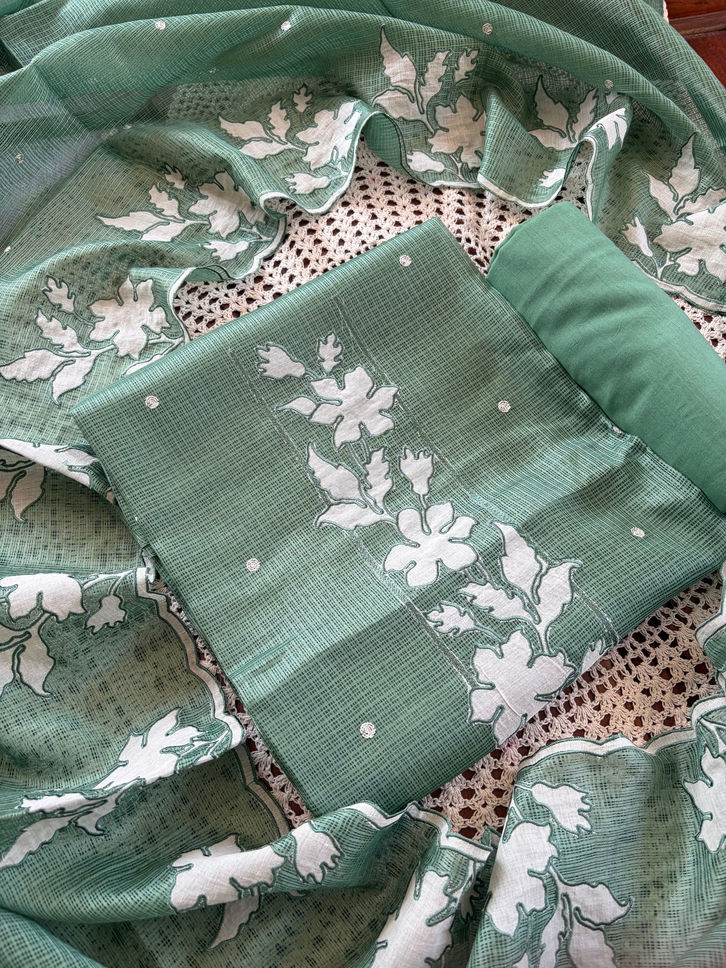 Floral Kota Doria Unstitched Salwar Set [GUE135]
