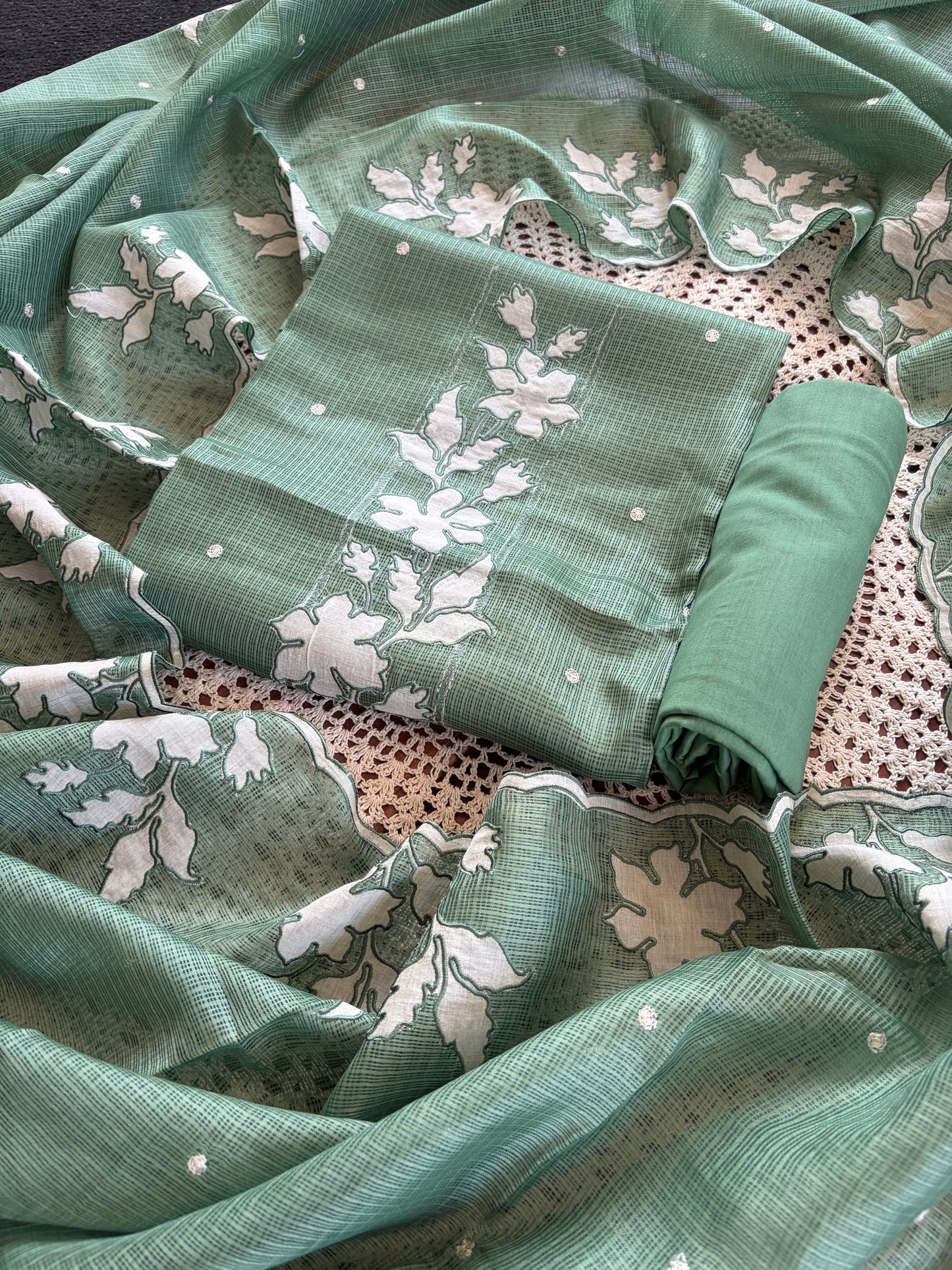 Floral Kota Doria Unstitched Salwar Set [GUE135]