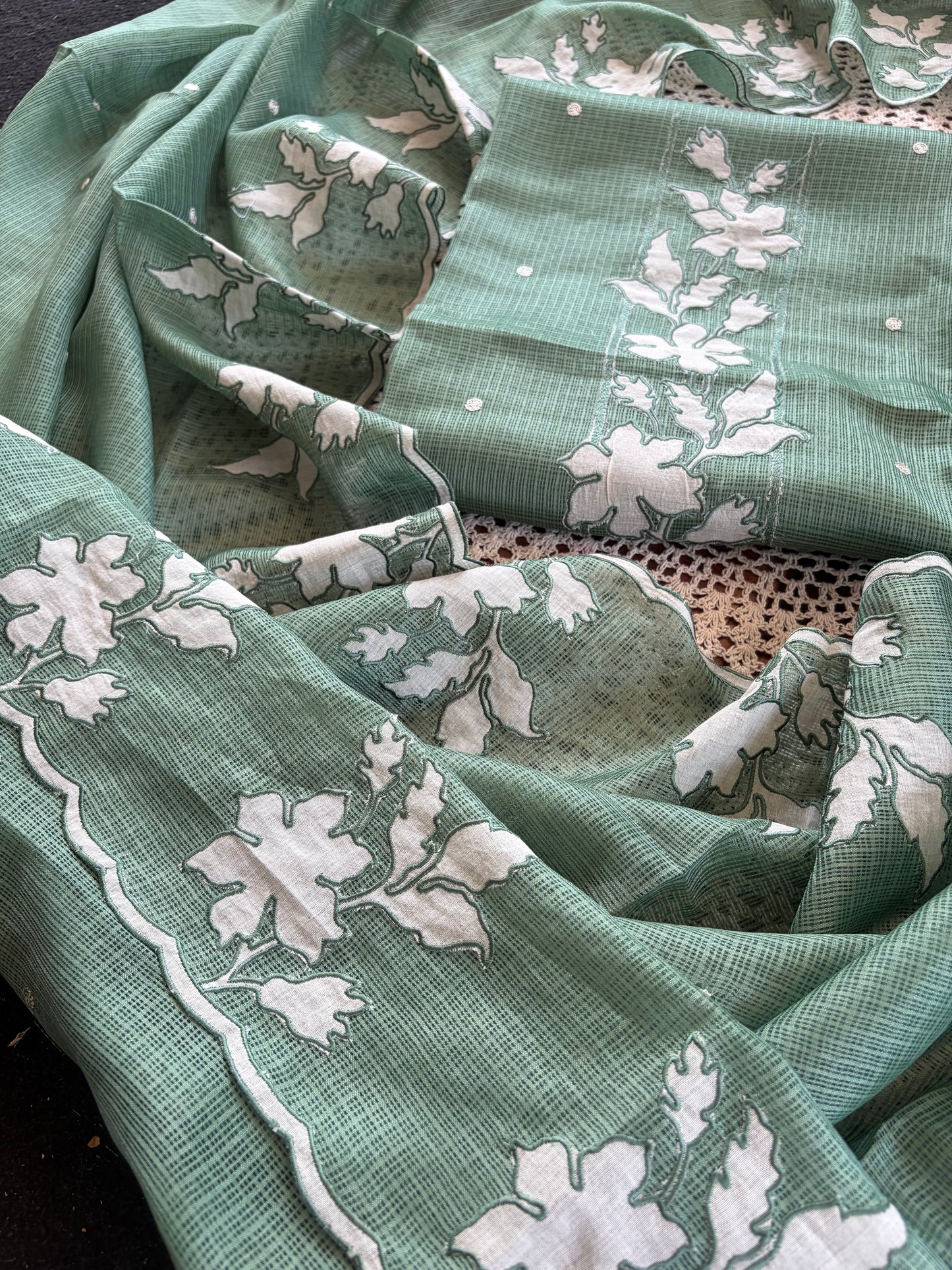 Floral Kota Doria Unstitched Salwar Set [GUE135]