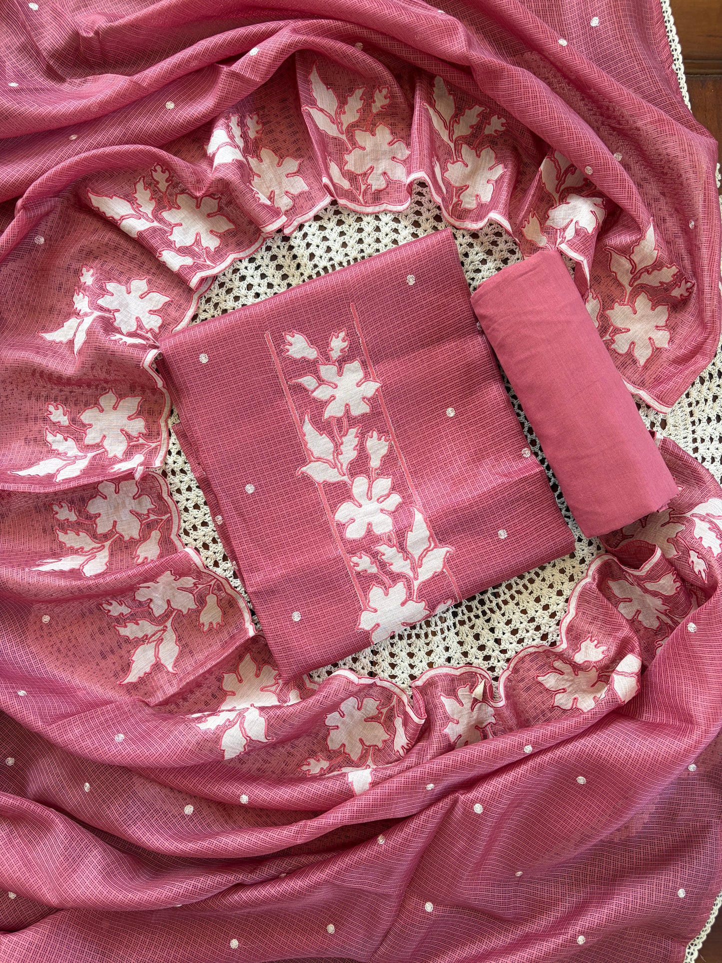 Floral Kota Doria Unstitched Salwar Set [GUE136]
