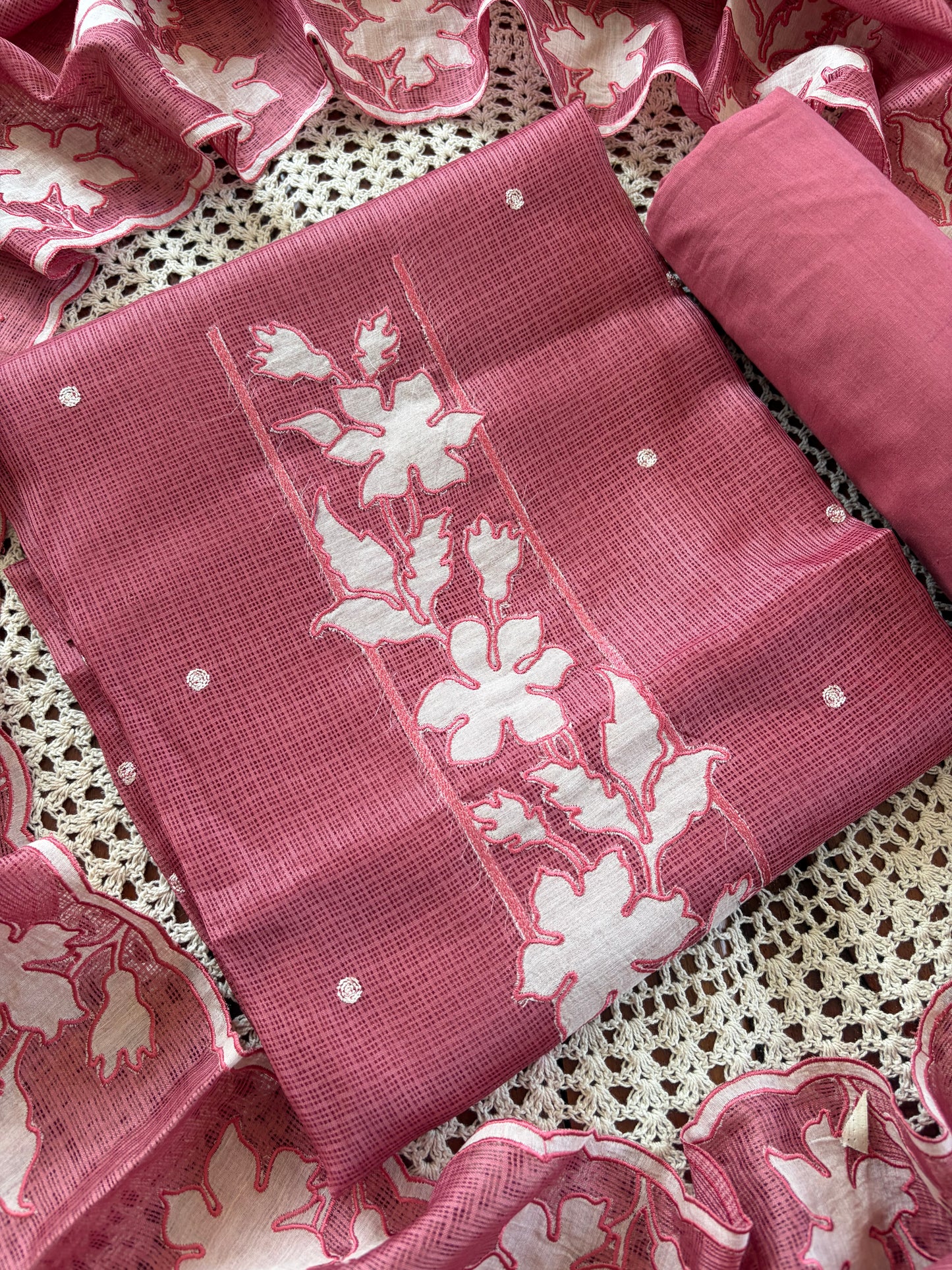 Floral Kota Doria Unstitched Salwar Set [GUE136]