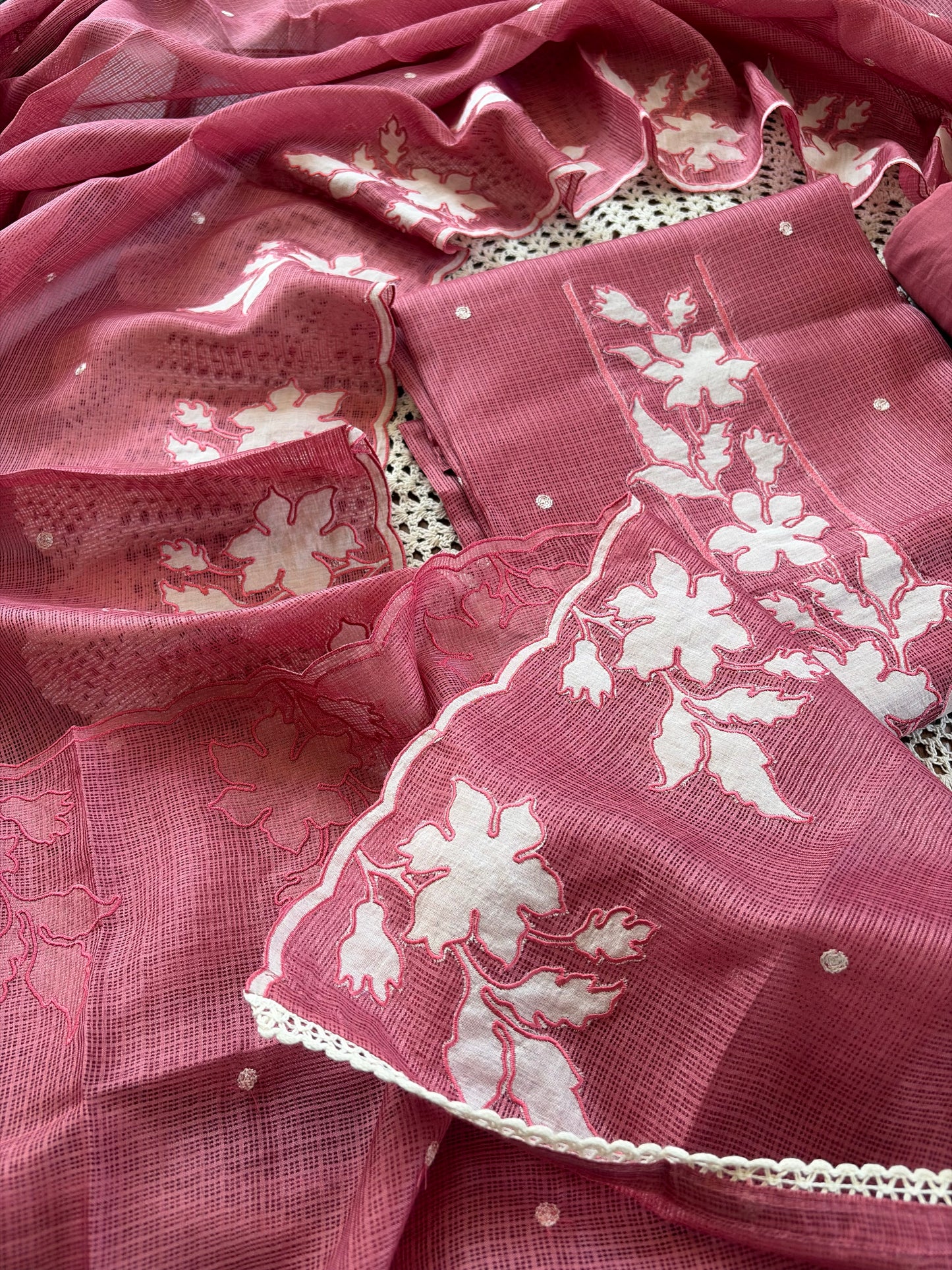 Floral Kota Doria Unstitched Salwar Set [GUE136]