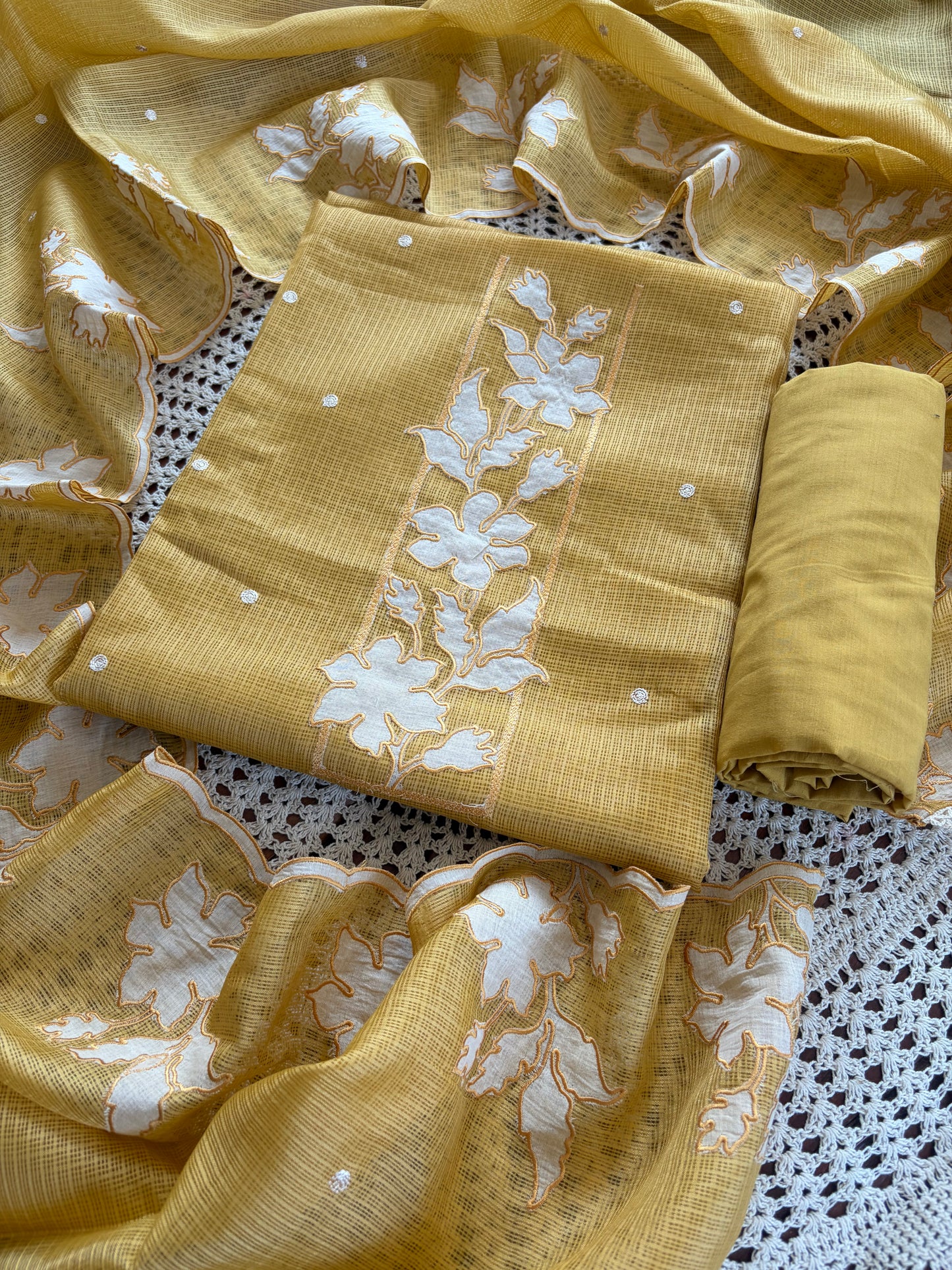 Floral Kota Doria Unstitched Salwar Set [GUE134]