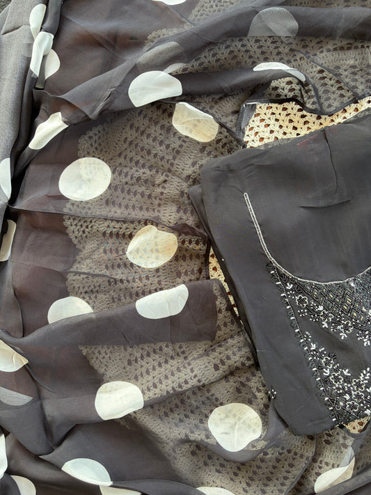 Premium Georgette Embroidered Unstitched Salwar Set [GUE100]