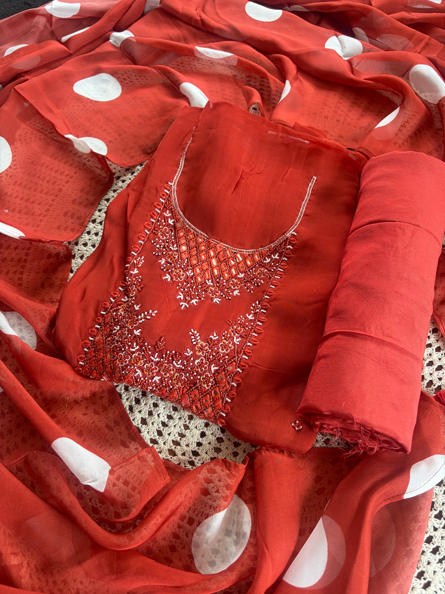 Premium Georgette Embroidered Unstitched Salwar Set [GUE101]