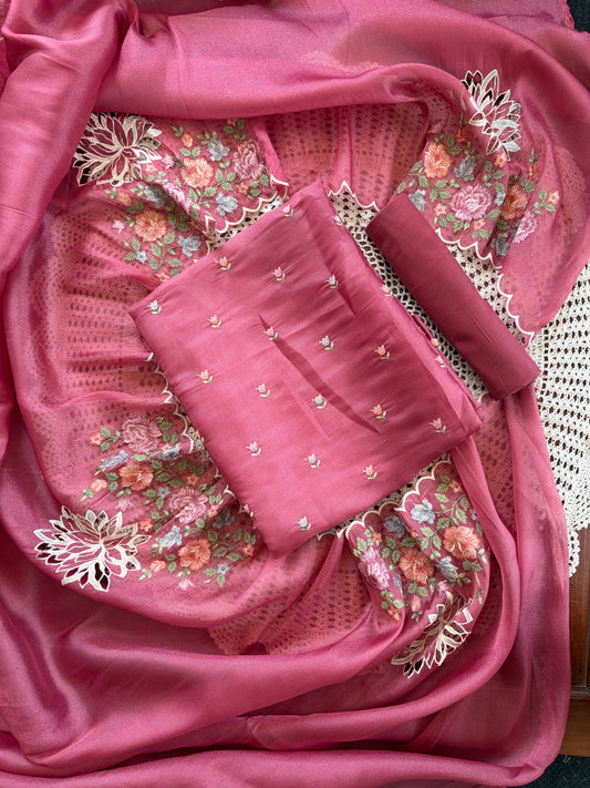 Floral Embroidered Organza Salwar Suit [GUD278]