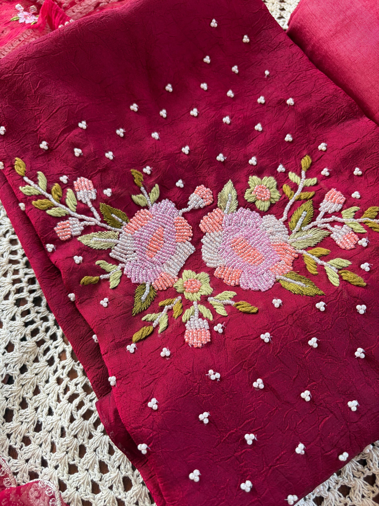 Elegant Tissue Silk Unstitched Salwar Set with  Embroidery [GUD336]