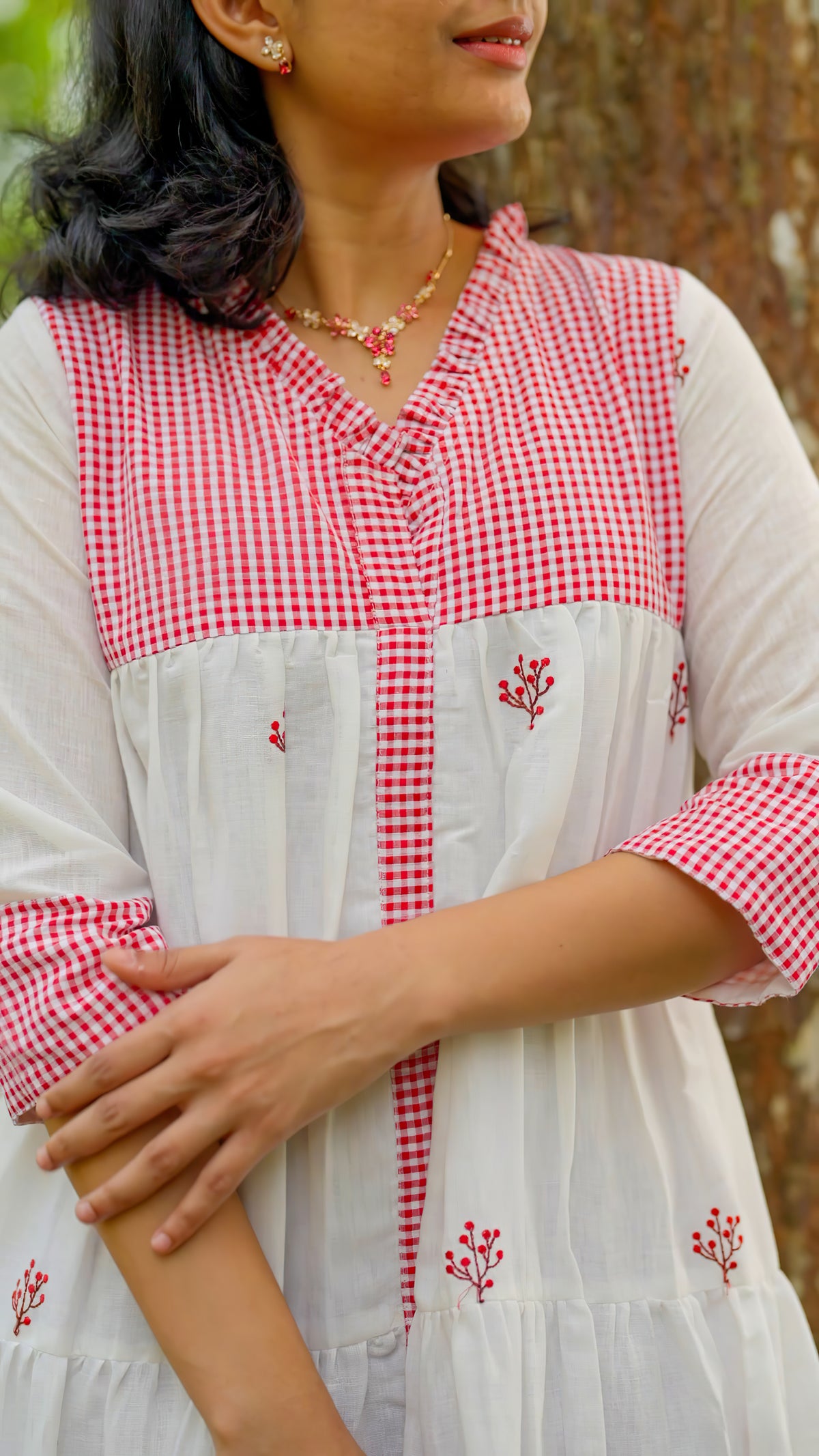 Christmas Special White Embroidered Kurthi  [AKW1]