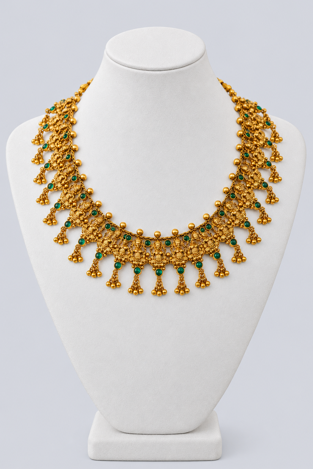 Traditional Gold Necklace with Ruby Stones [J29]