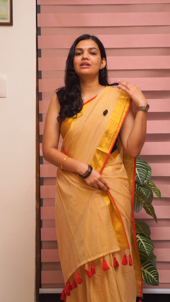 Traditional Kerala Mul Cotton Saree with Classic Kasavu Border [MC08]
