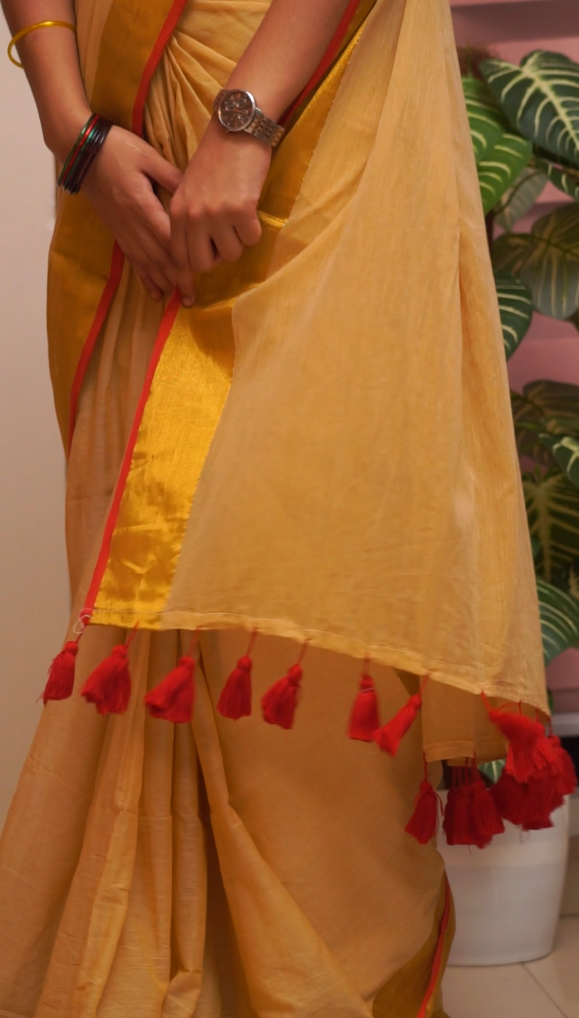 Traditional Kerala Mul Cotton Saree with Classic Kasavu Border [MC08]