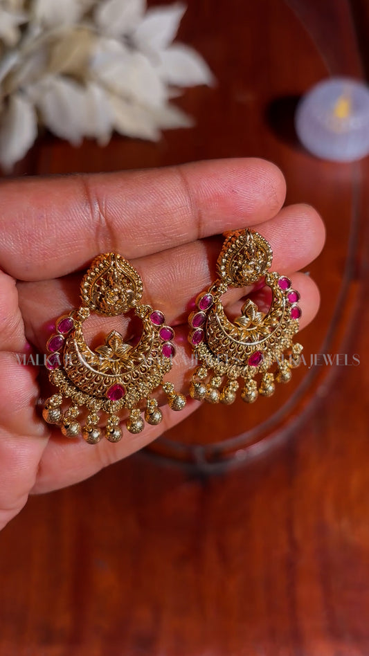 Antique Ruby Chandbali Earrings MK3