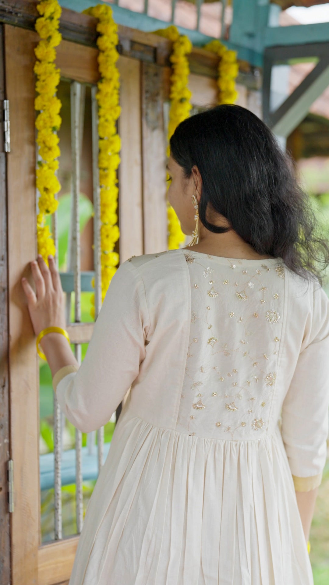 Elegant Premium Cotton A-Line Kurti with Beads Work [KR5]