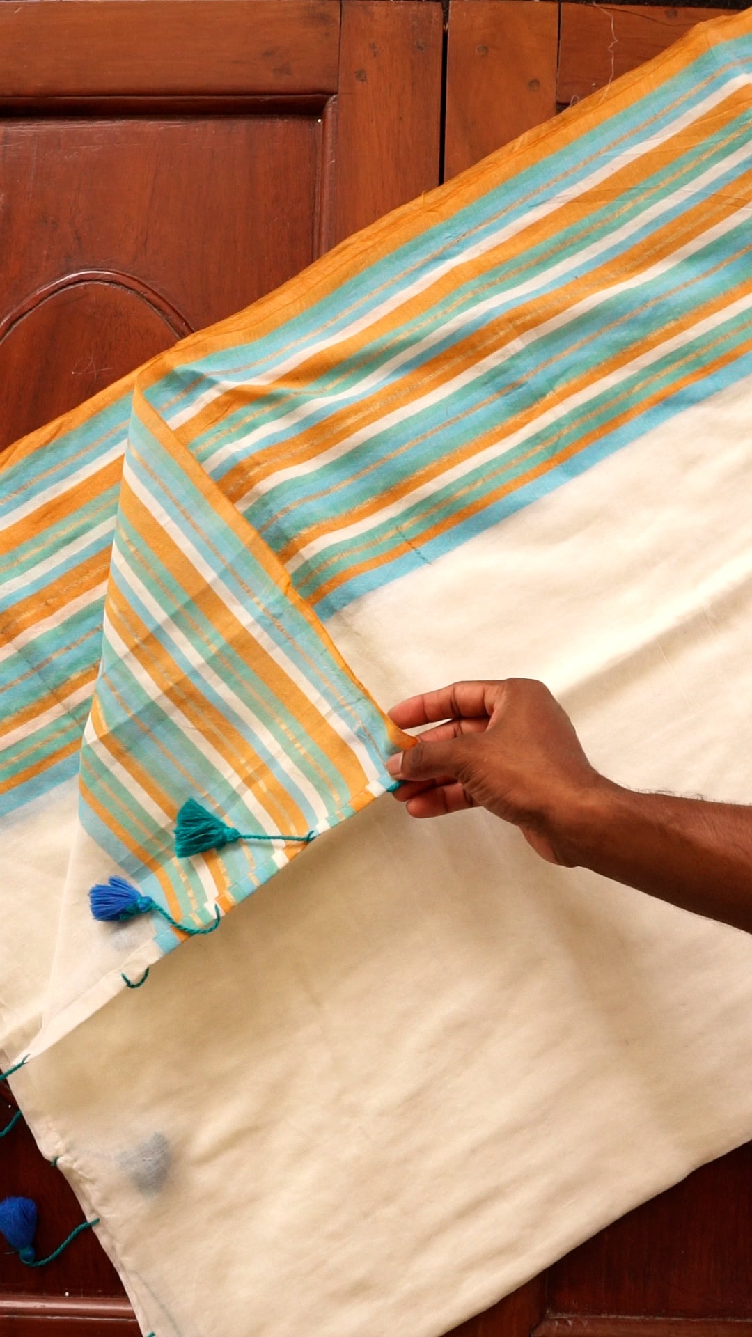 Traditional Kerala Mul Cotton Saree with Classic Kasavu Border