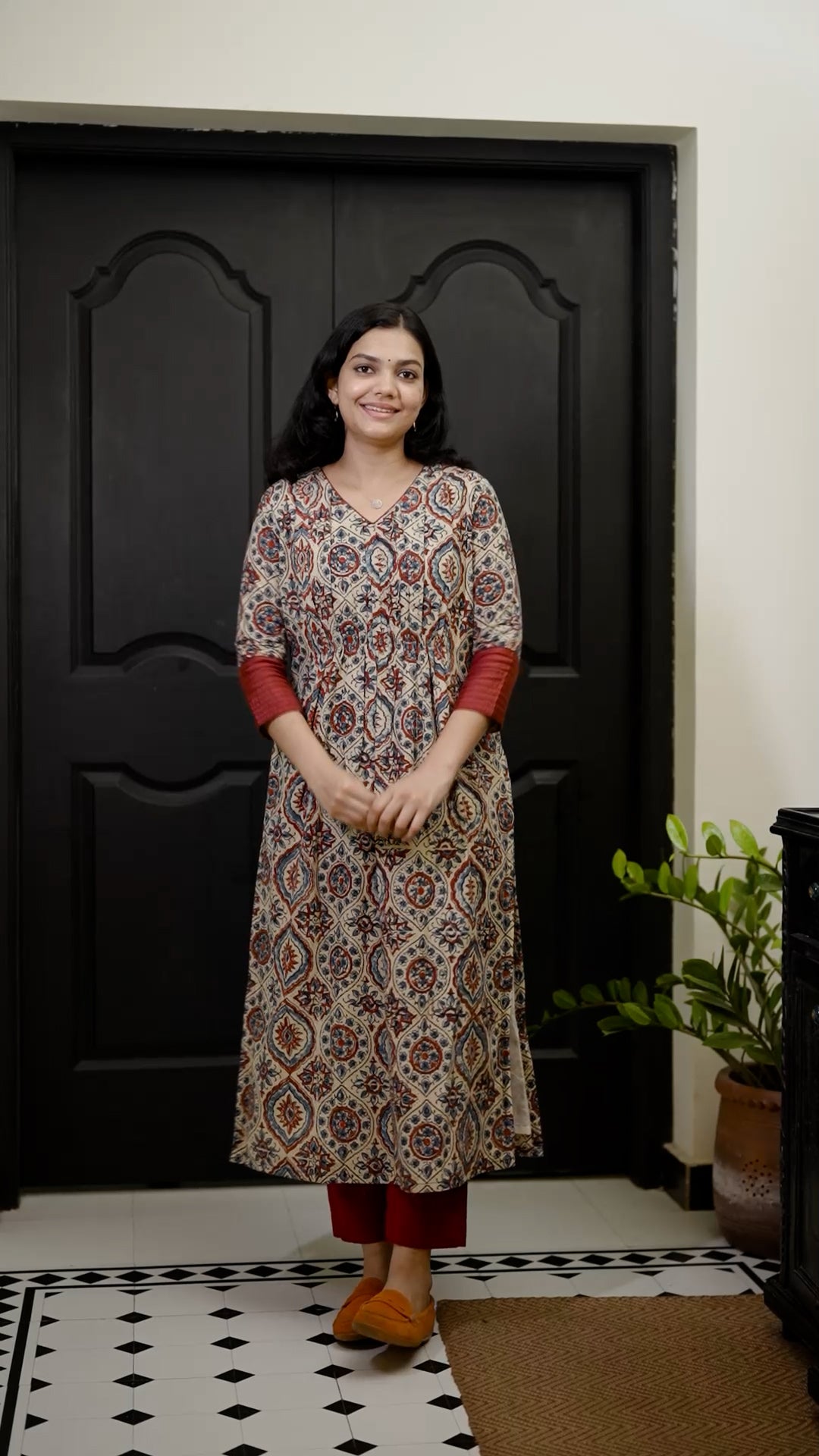 Printed Cotton Kurthi with Contrast Detailing [ZD03]