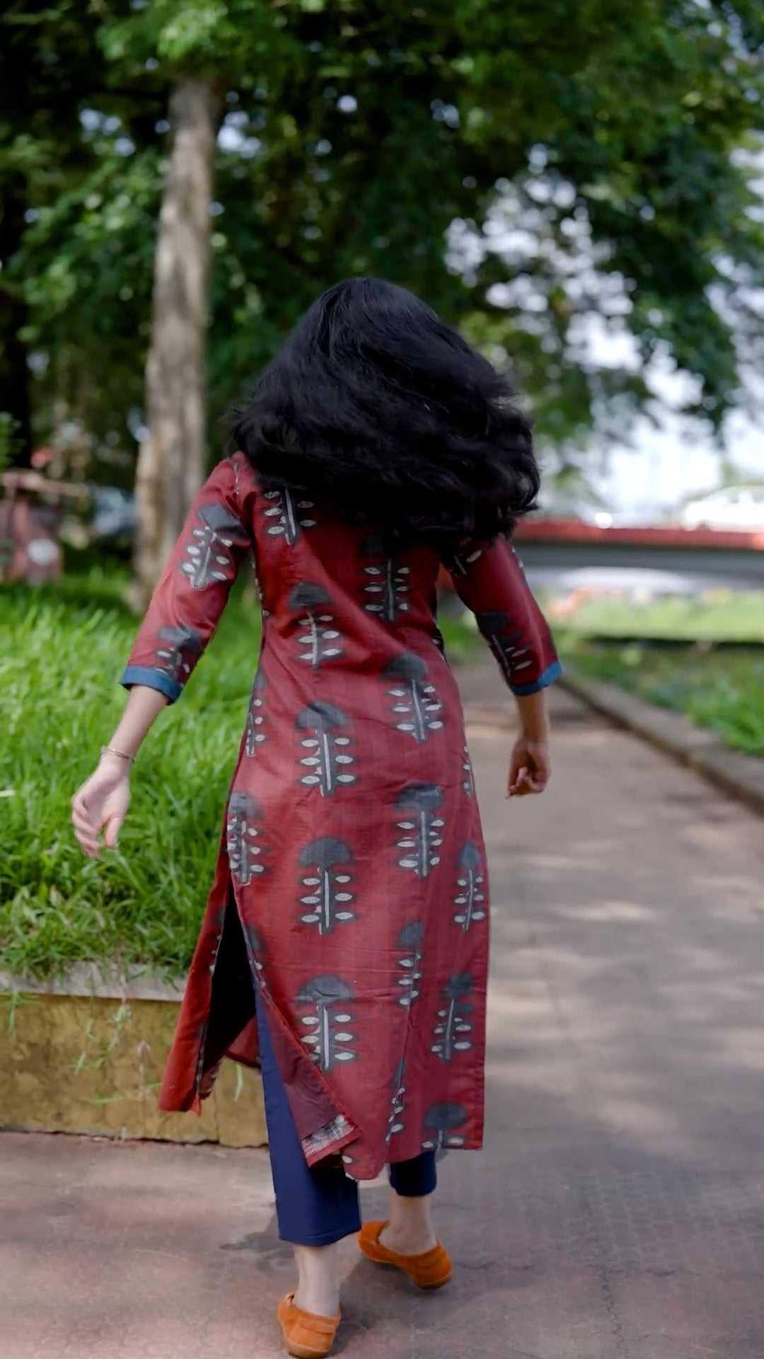 Maroon Printed Anarkali Kurti Set [ZD06]