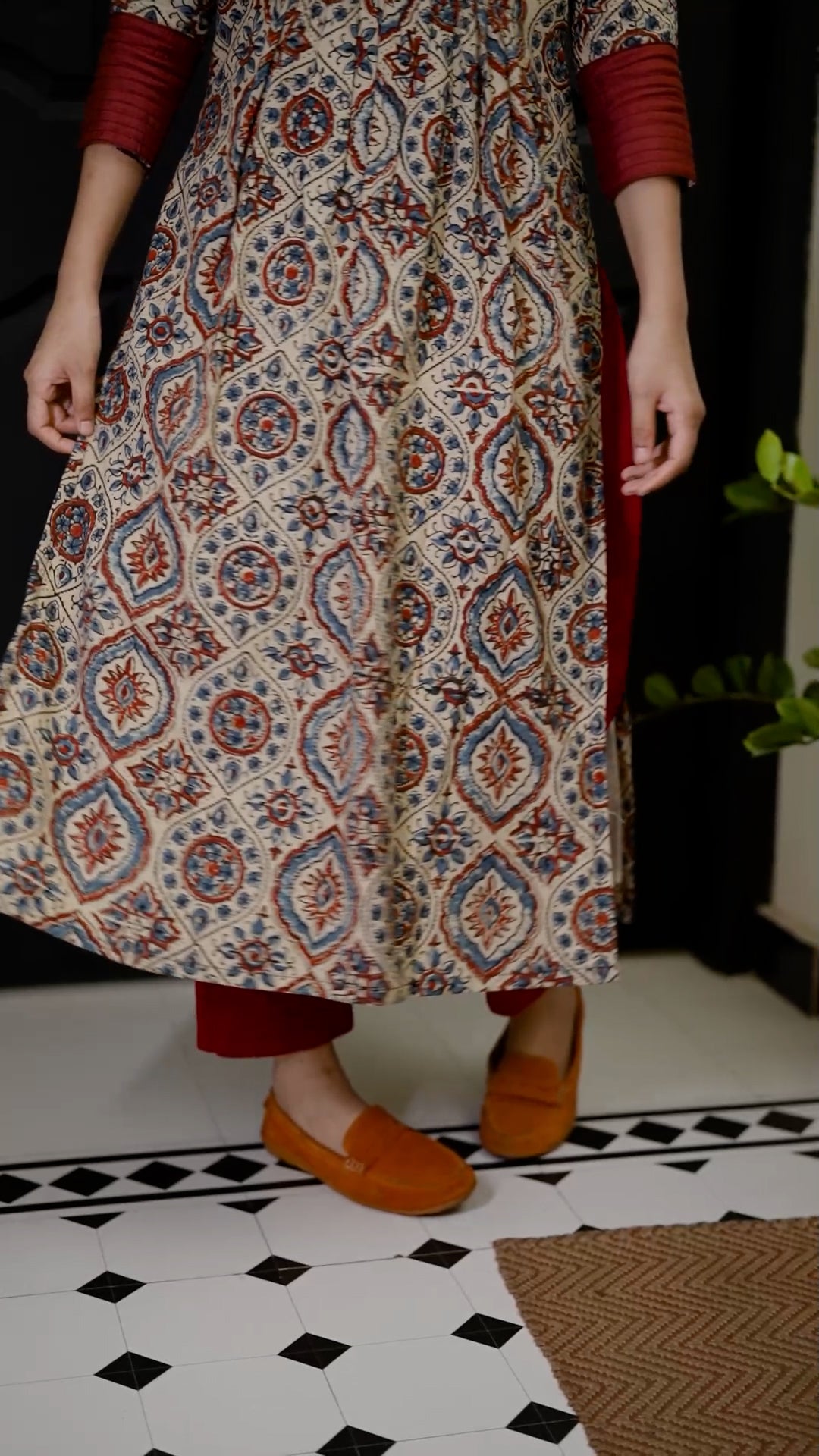 Printed Cotton Kurthi with Contrast Detailing [ZD03]