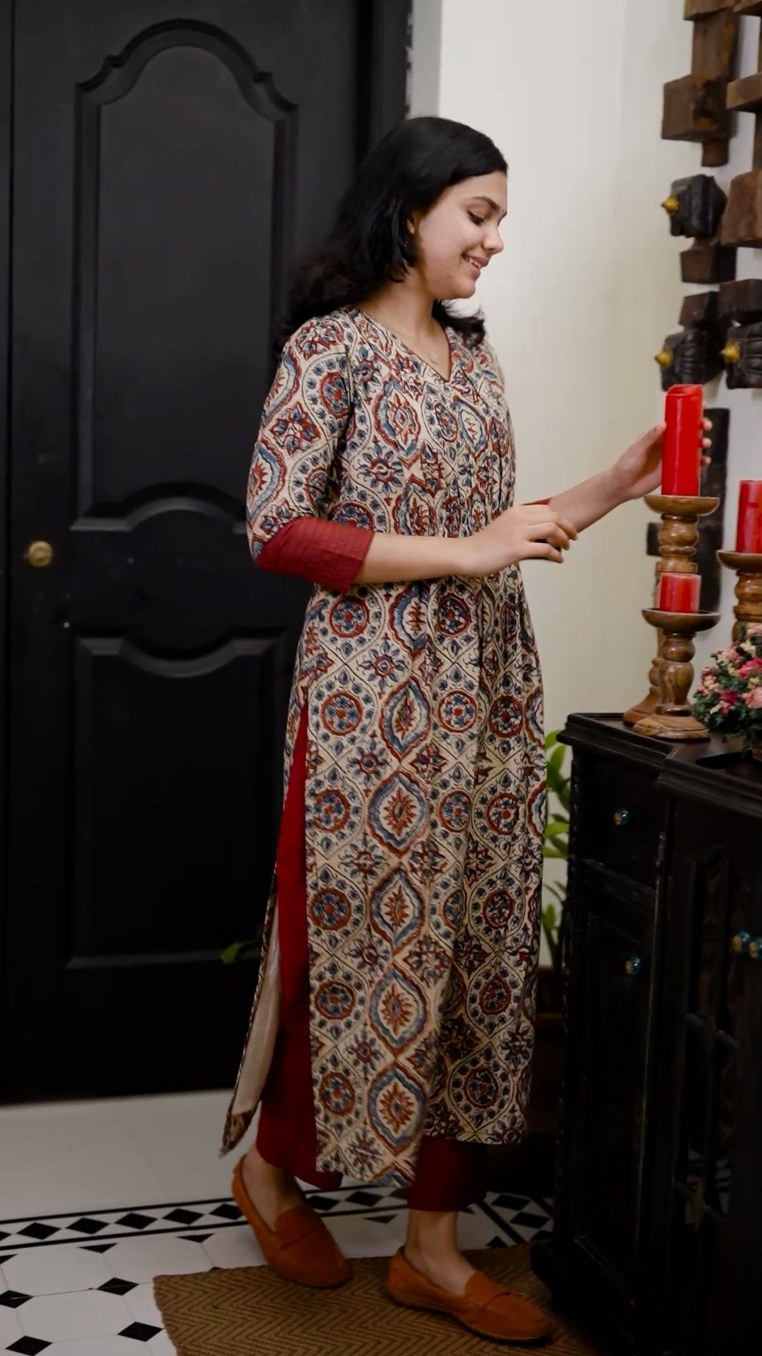 Printed Cotton Kurthi with Contrast Detailing [ZD03]