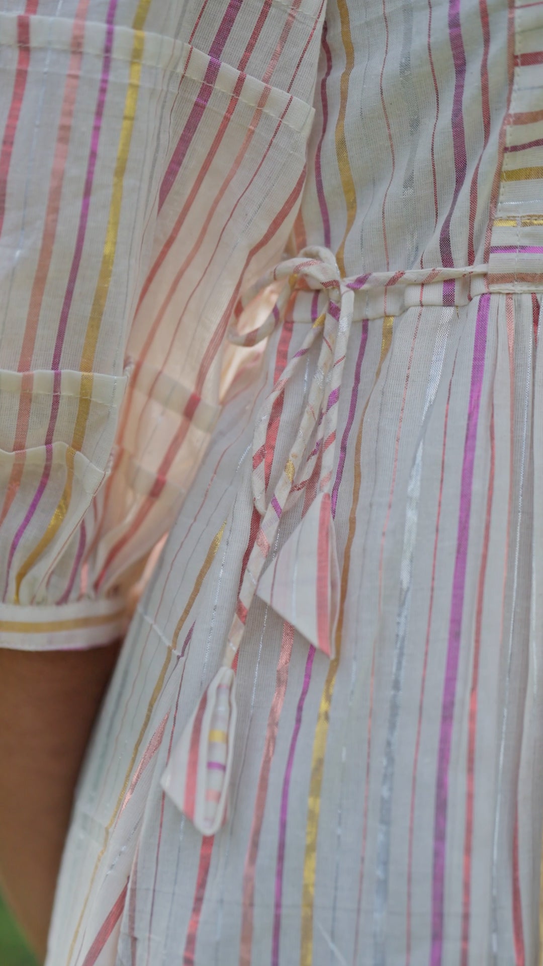 Pastel Stripe Cotton Anarkali Kurthi – Graceful Festive Elegance [RK08]