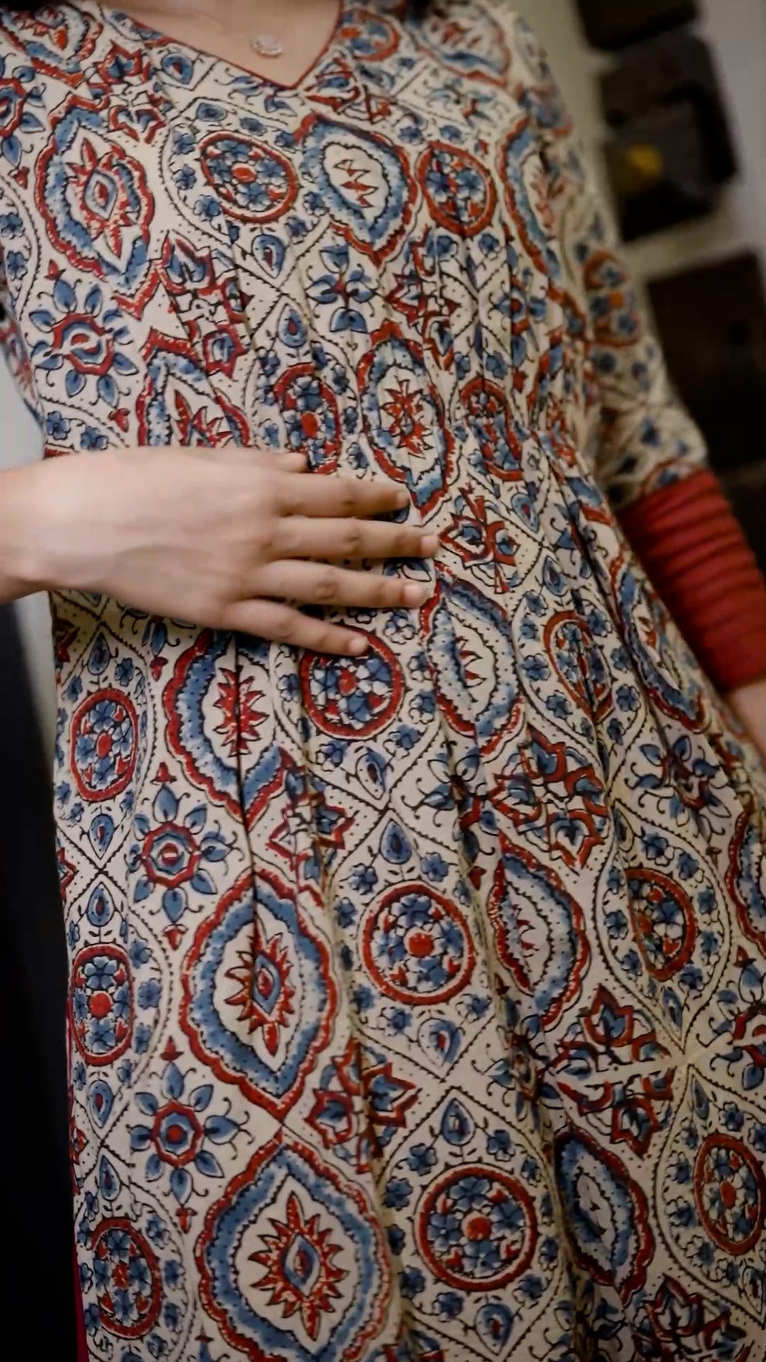 Printed Cotton Kurthi with Contrast Detailing [ZD03]