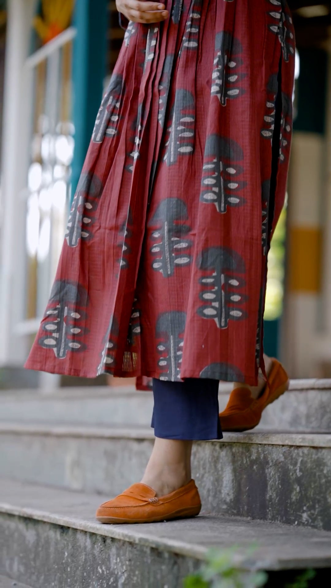 Maroon Printed Anarkali Kurti Set [ZD06]