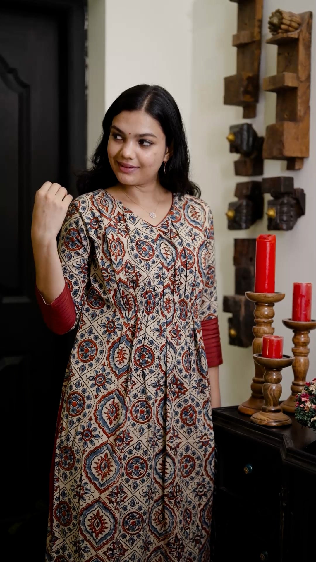 Printed Cotton Kurthi with Contrast Detailing [ZD03]