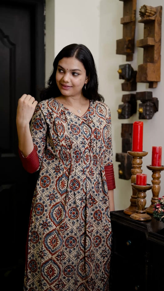 Printed Cotton Kurthi with Contrast Detailing [ZD03]