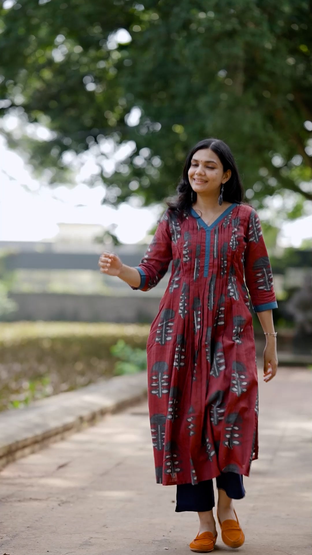 Maroon Printed Anarkali Kurti Set [ZD06]
