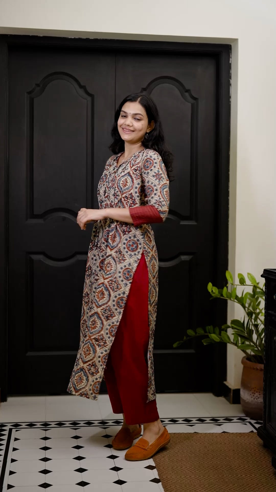Printed Cotton Kurthi with Contrast Detailing [ZD03]