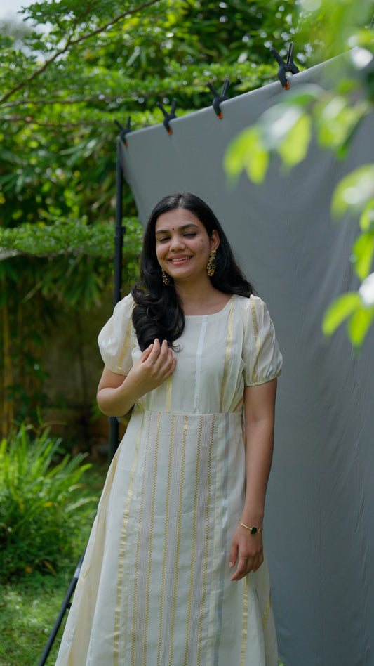 Elegant Ivory Cotton Kurthi – Timeless Festive Charm [RK09]