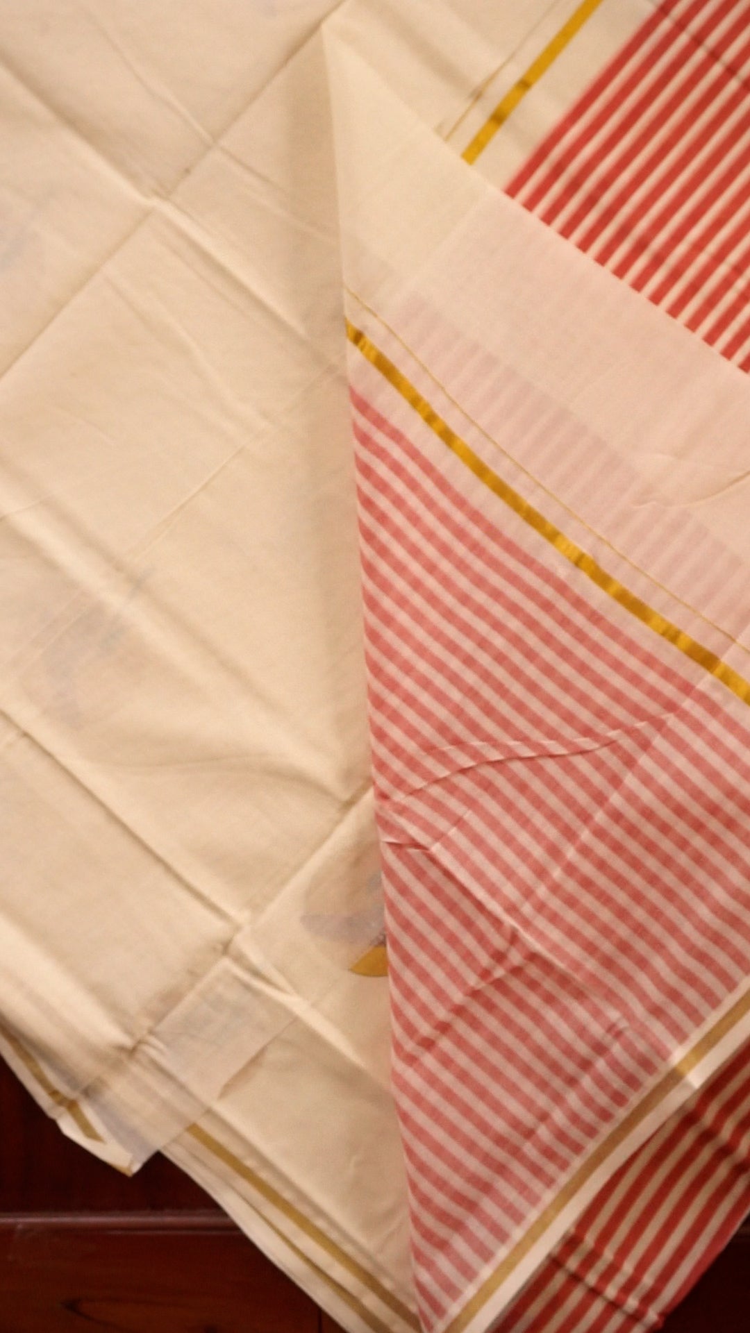 Elegant Cotton Unstitched Salwar Set with Floral Print & Striped Bottom [MC61]