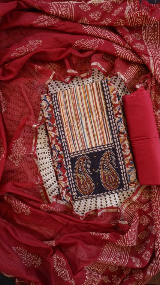 Kaamkari Cotton Unstitched Salwar Set [GUD297]