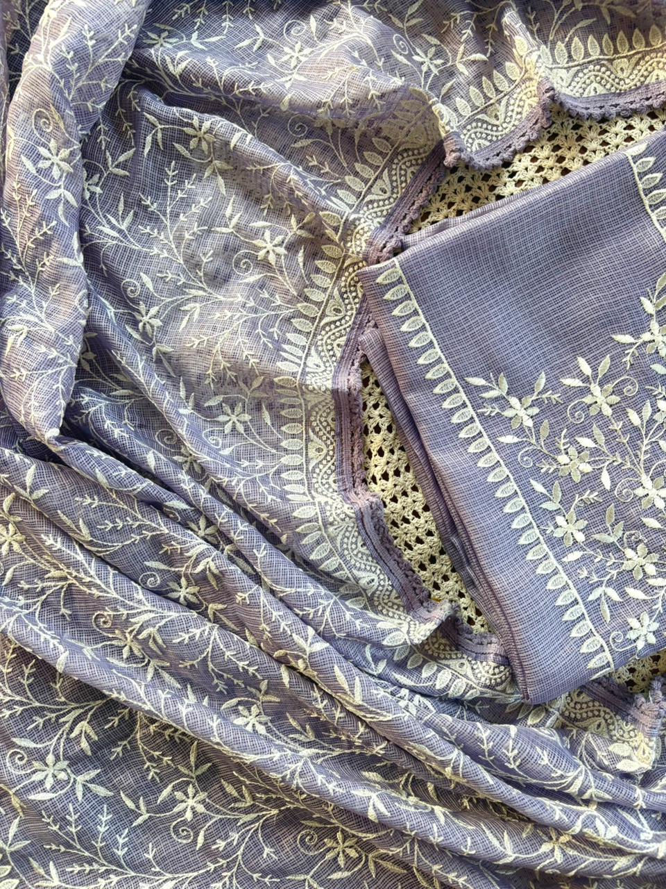Elegant Kota Doria Unstitched Salwar Set with Embroidery [GUE110]