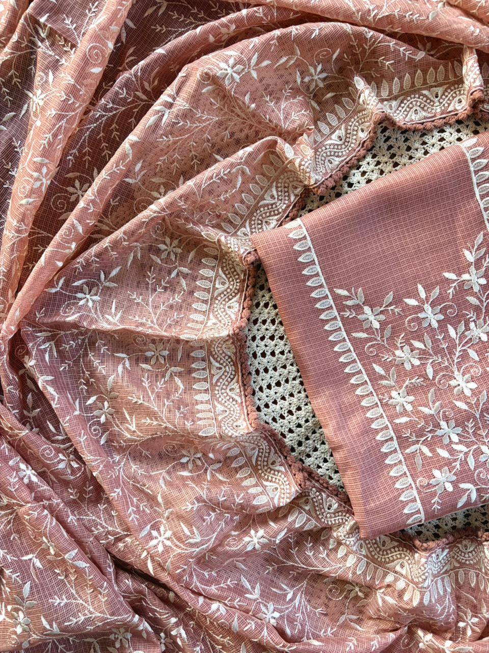 Elegant Kota Doria Unstitched Salwar Set with Embroidery [GUE111]