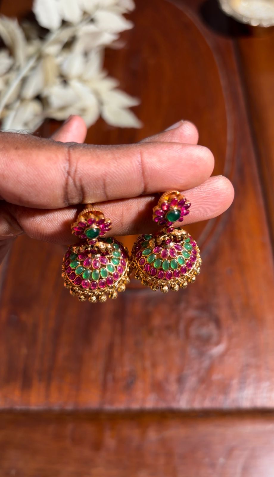 Floral Stone Jhumka Earrings [MK14]
