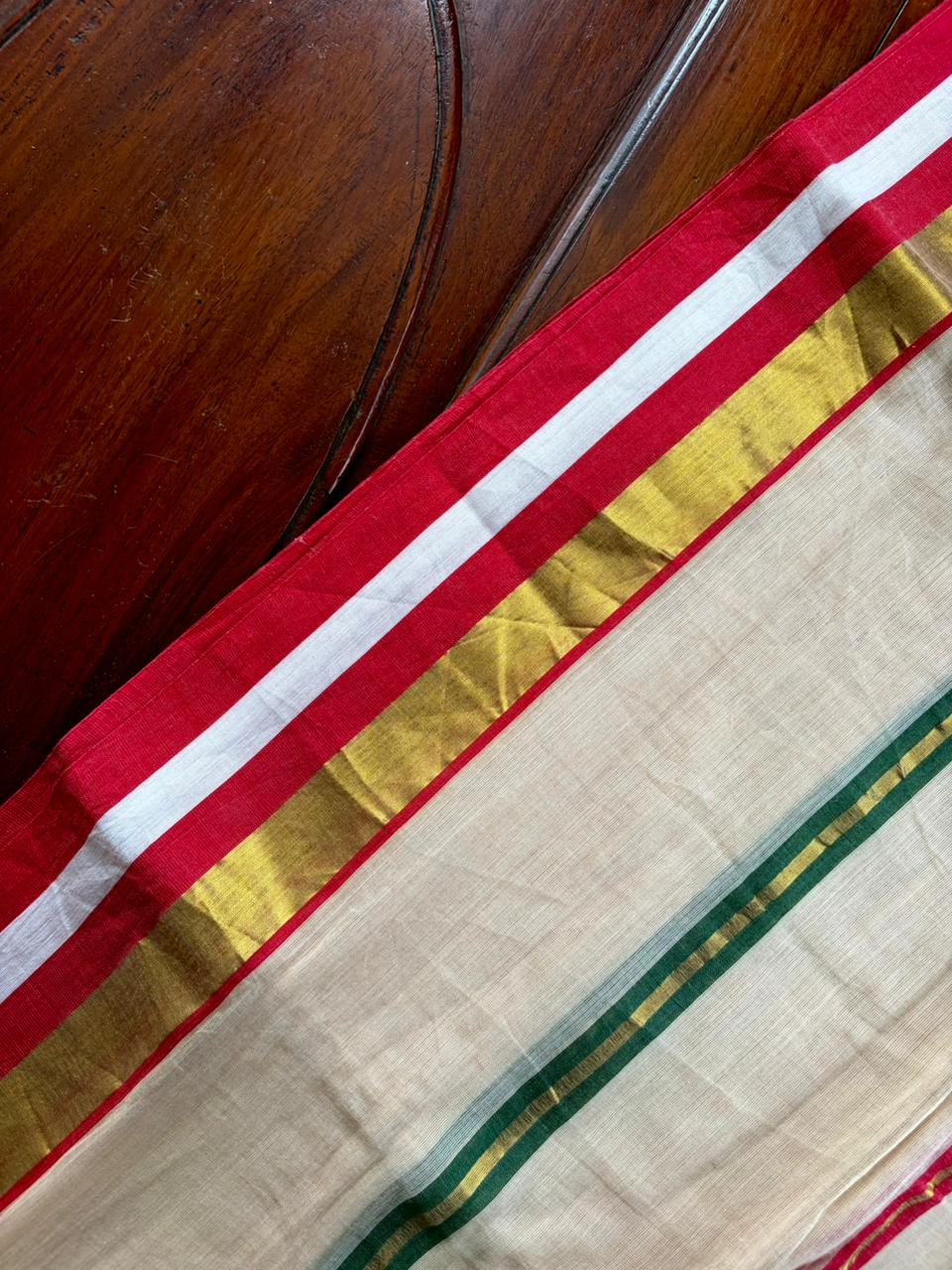 Traditional Kerala Mul Cotton Saree with Classic Kasavu Border [MC06]
