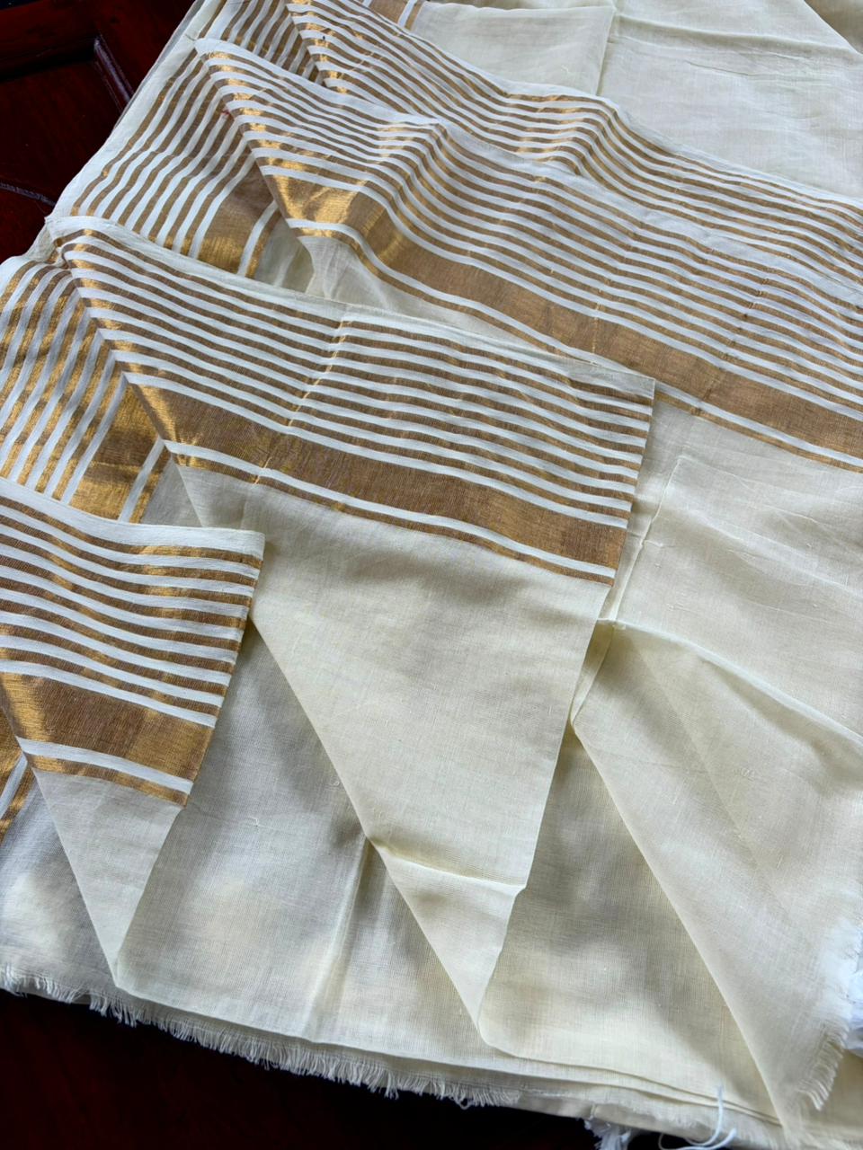 Traditional Kerala Mul Cotton Saree with Classic Kasavu Border [MC12]