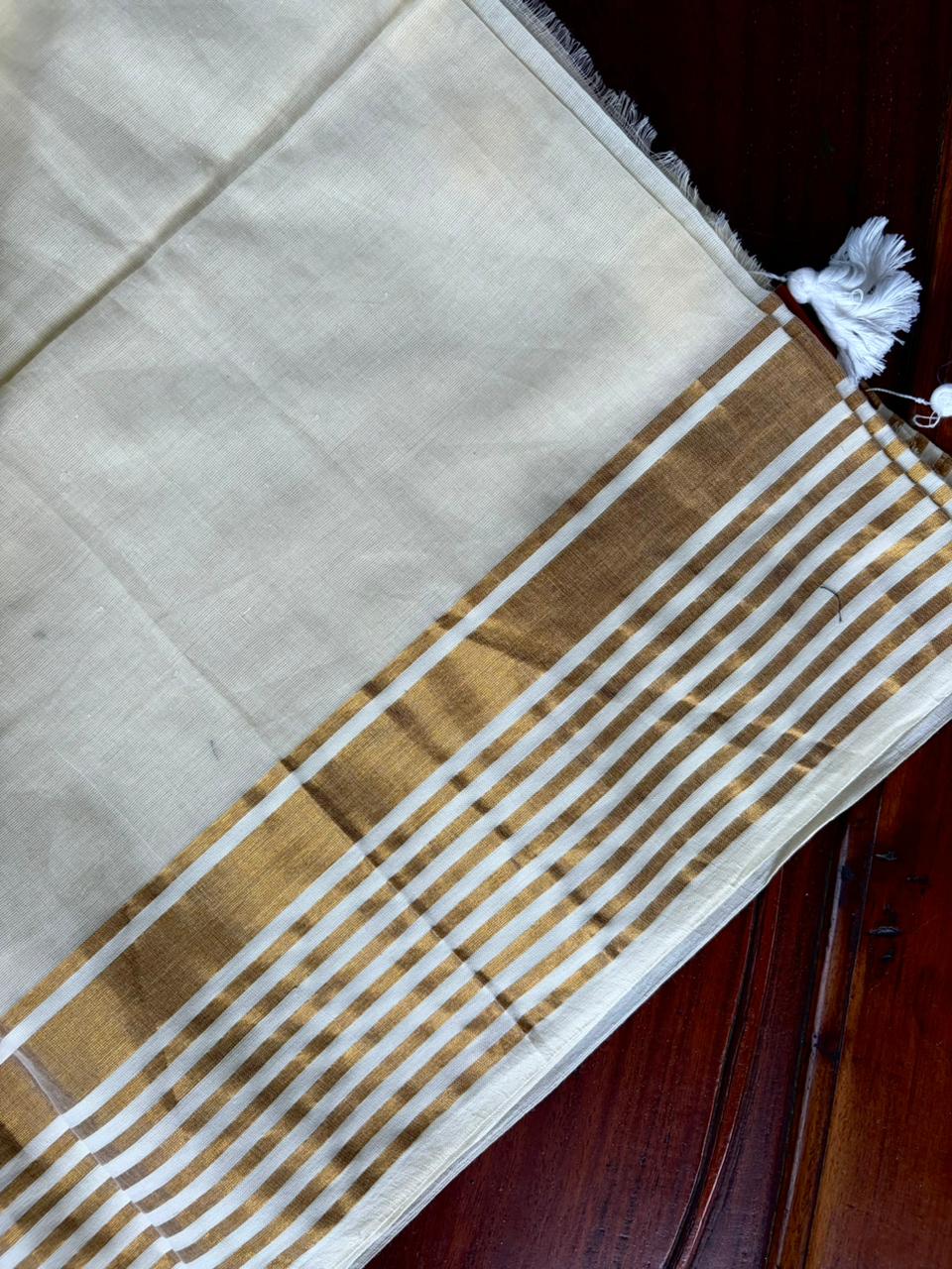 Traditional Kerala Mul Cotton Saree with Classic Kasavu Border [MC12]