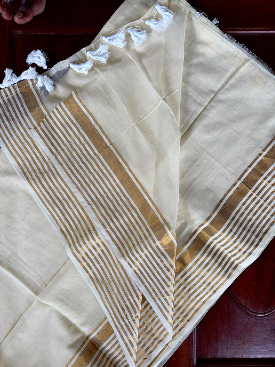 Traditional Kerala Mul Cotton Saree with Classic Kasavu Border [MC12]