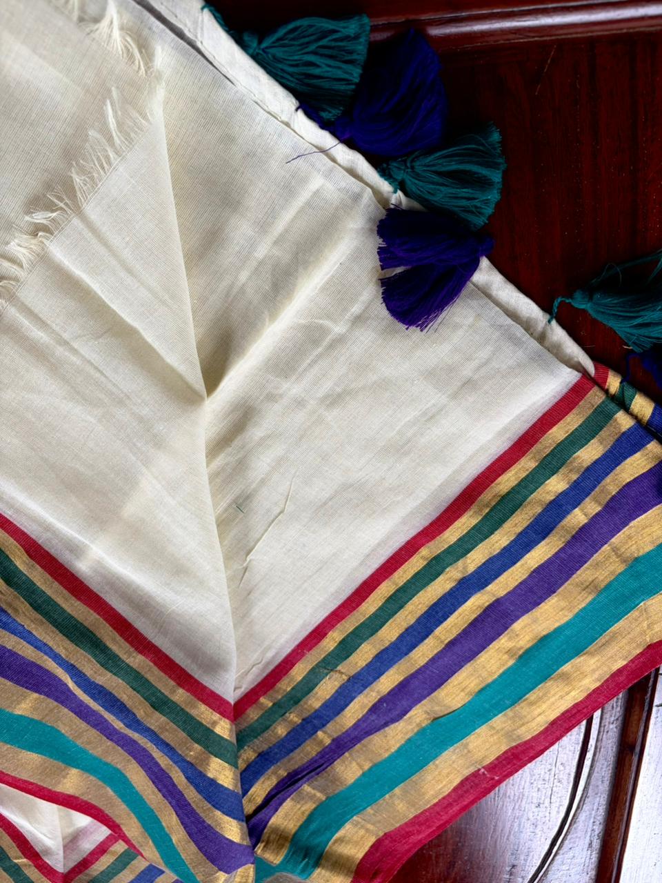 Traditional Kerala Mul Cotton Saree with Classic Kasavu Border [MC10]
